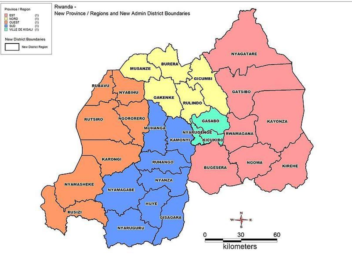 kort over Rwanda sektorer