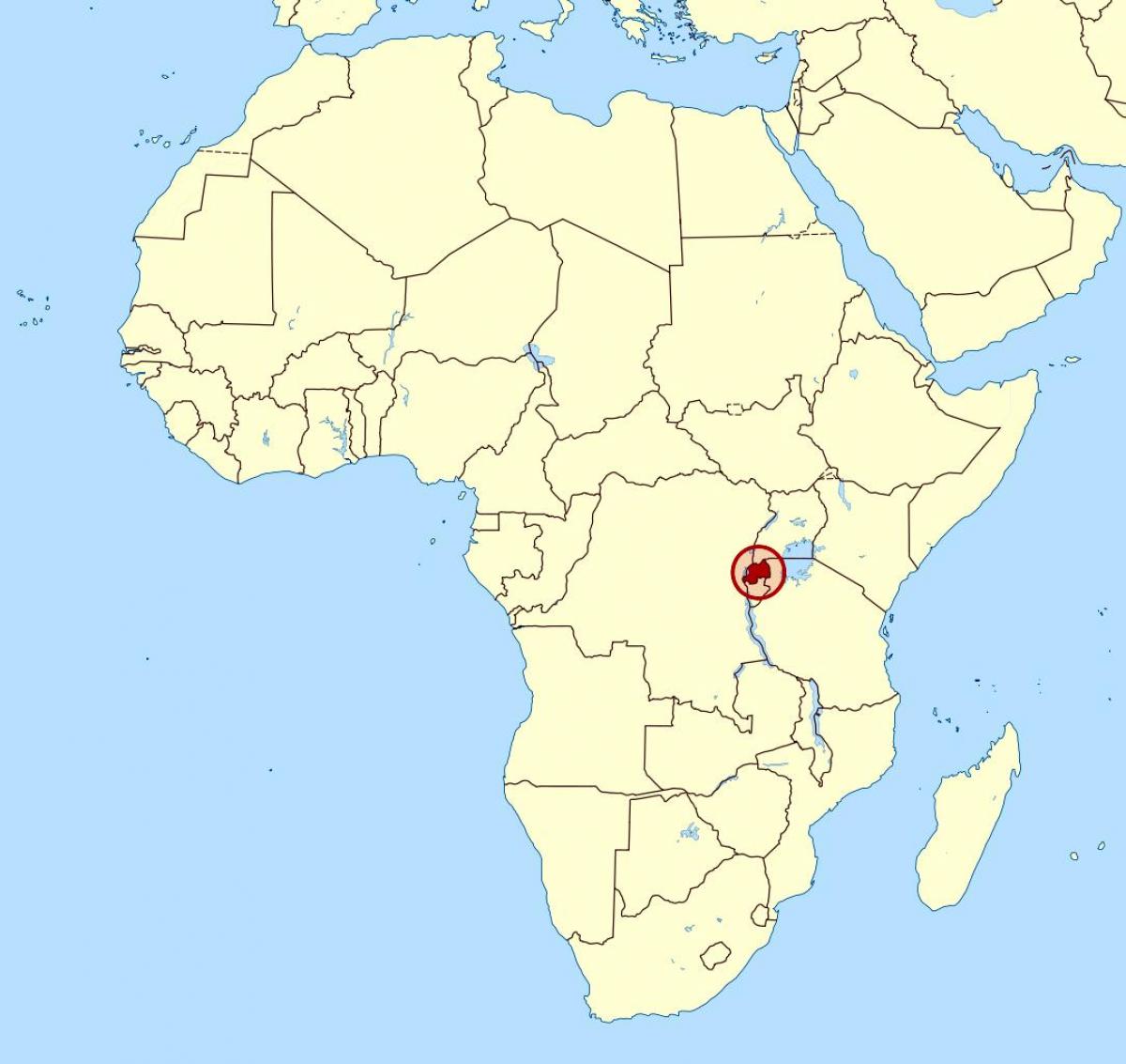 kort over Rwanda i afrika
