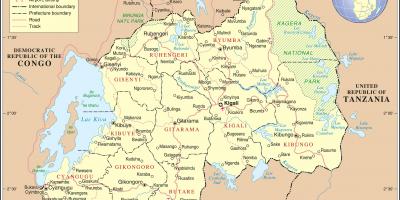 Kort over administrative kort over Rwanda