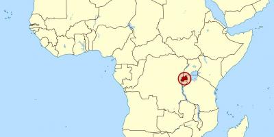 Kort over Rwanda i afrika