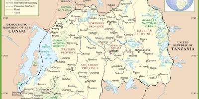 Kort over Rwanda politiske
